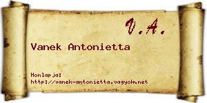 Vanek Antonietta névjegykártya